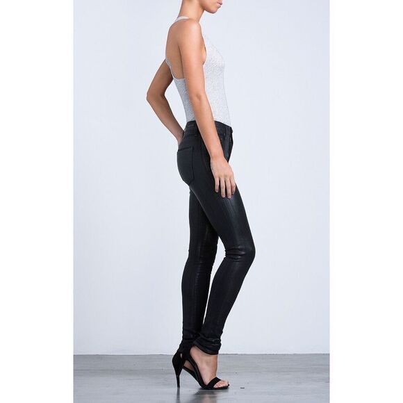 Citizens of Humanity Rocket High Rise Skinny Black Leatherette Jeans Size 31 - Picture 2 of 14